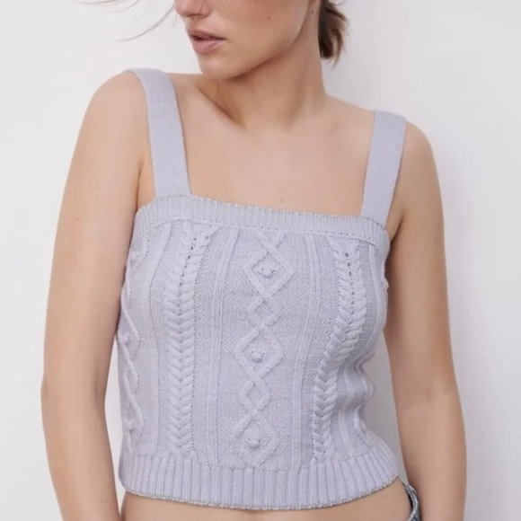 Zara Cable Knit Cropped Top S - Picture 3 of 7